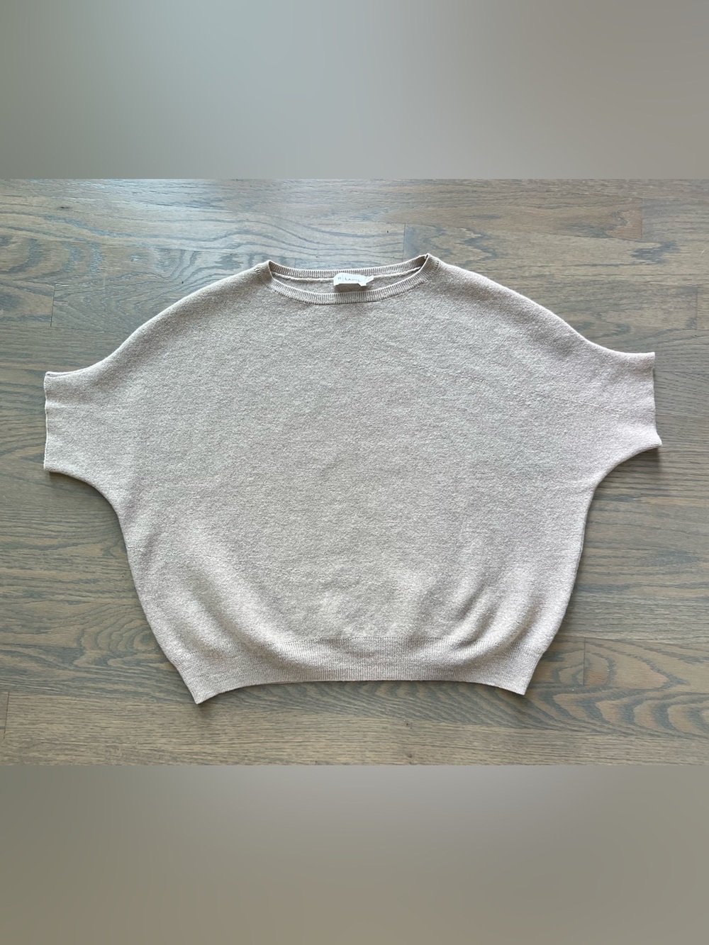 R Label 100% Wool Batwing Dolman Sweater Taupe S/M